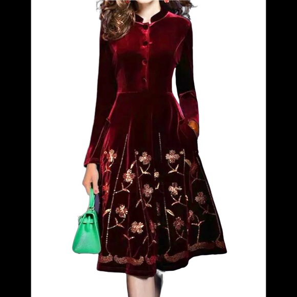 Tendency Dresses & Skirts - NWT Rich Red Tendency Velour Dress. Size M